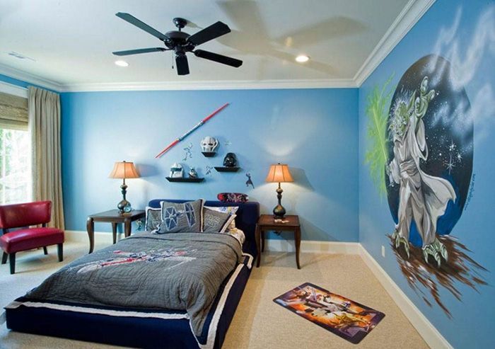 Thiet ke noi that BelDecor vn bedroom large ceiling fans without lights for kids area with blue wall painting cartoon cartoon for kids room decoration kids room the kids from room 402 accessories cool rooms awesome to go curtains 